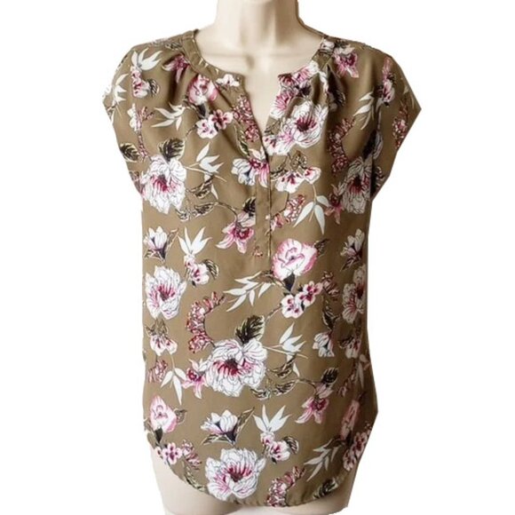 Fun 2 Fun Floral Blouse in Brown and Pink - Picture 1 of 4
